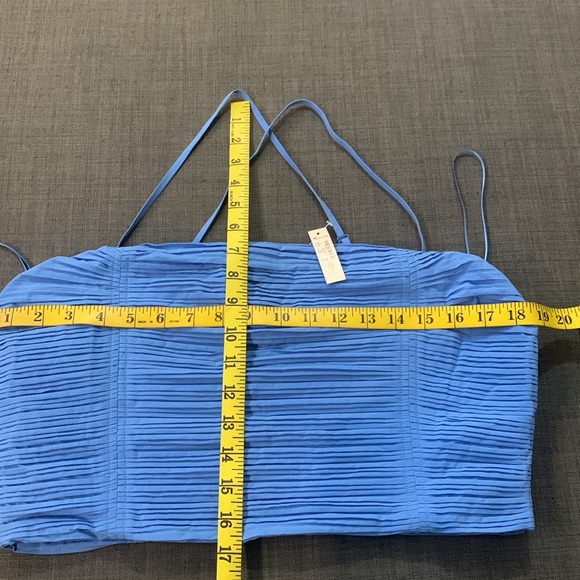 Madewell NEW Wendy Ornamental Blue 12 Pleated Cotton Poplin Crop Top Cotton - Picture 10 of 11